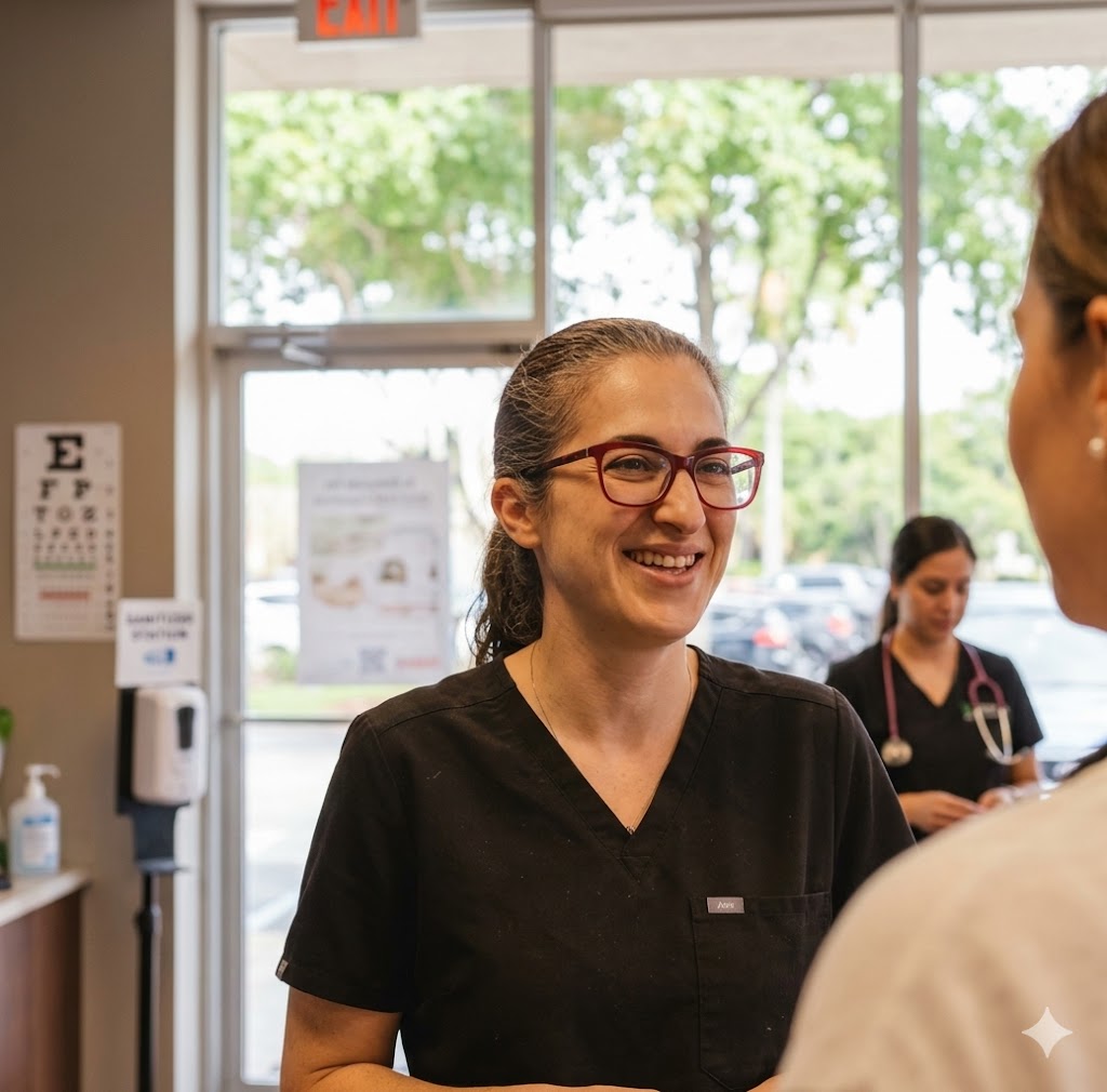 General dentist team greeting a patient